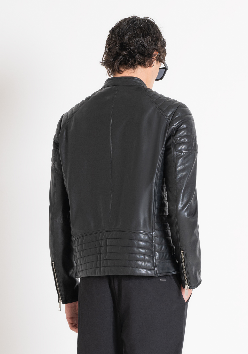 VINTAGE-STYLE GENUINE LEATHER BIKER JACKET - Antony Morato Online Shop