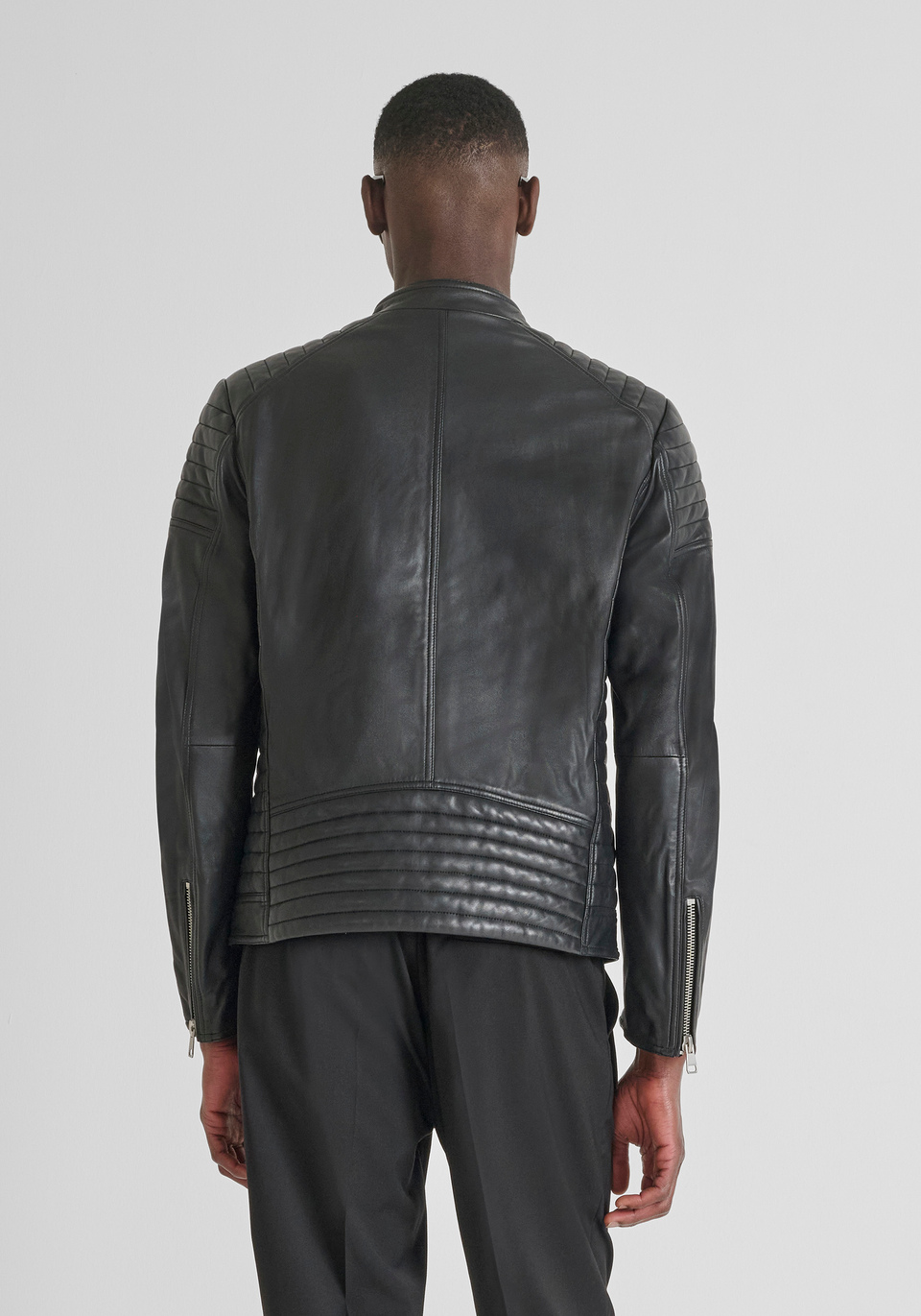 SLIM FIT BIKER JACKET IN GENUINE LEATHER - Antony Morato Online Shop