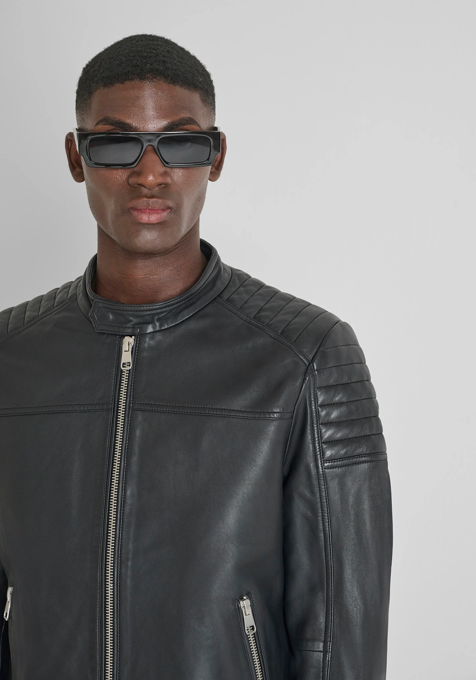 SLIM FIT BIKER JACKET IN GENUINE LEATHER - Antony Morato Online Shop