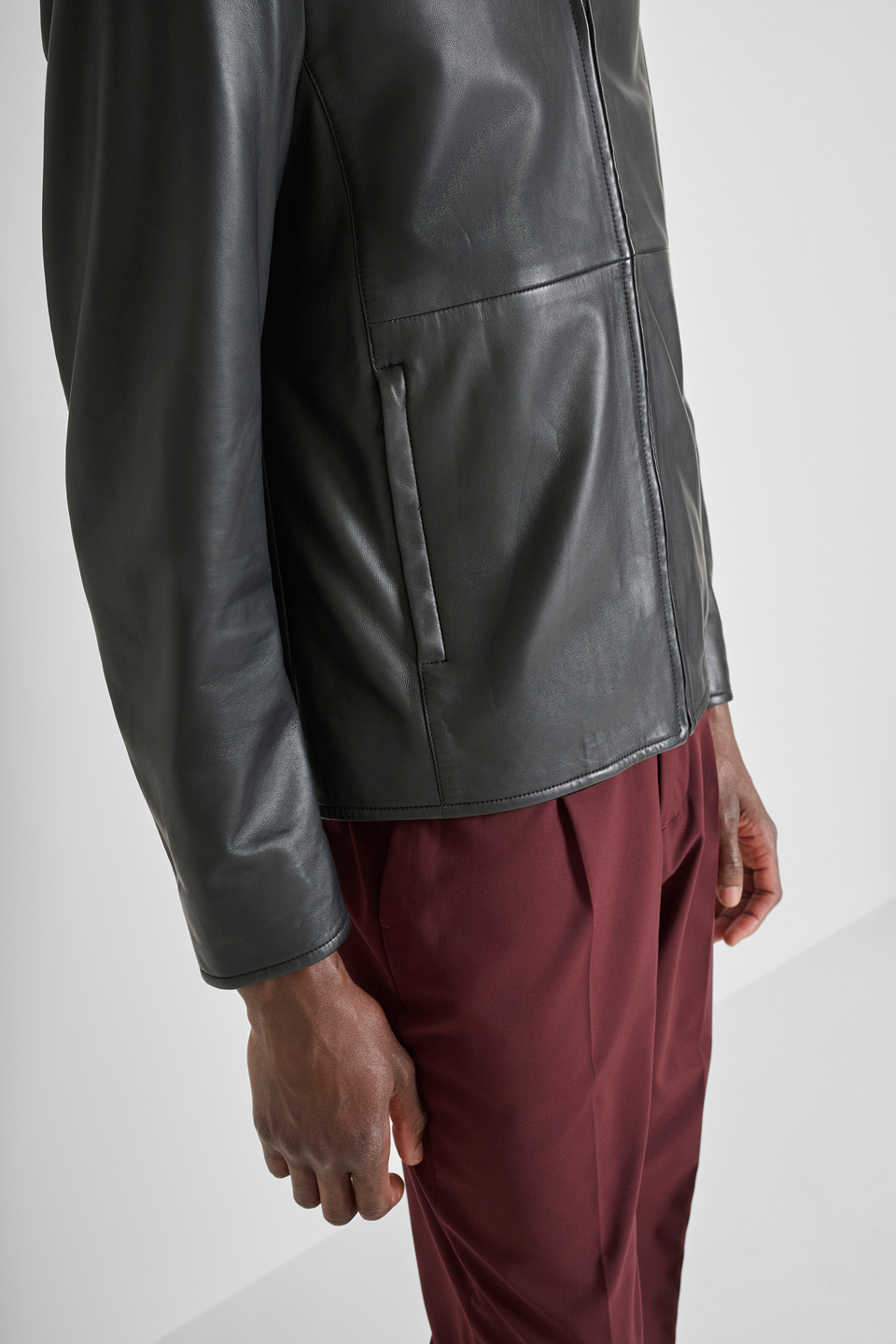 SLIM FIT WASHED EFFECT LEATHER JACKET - Antony Morato Online Shop