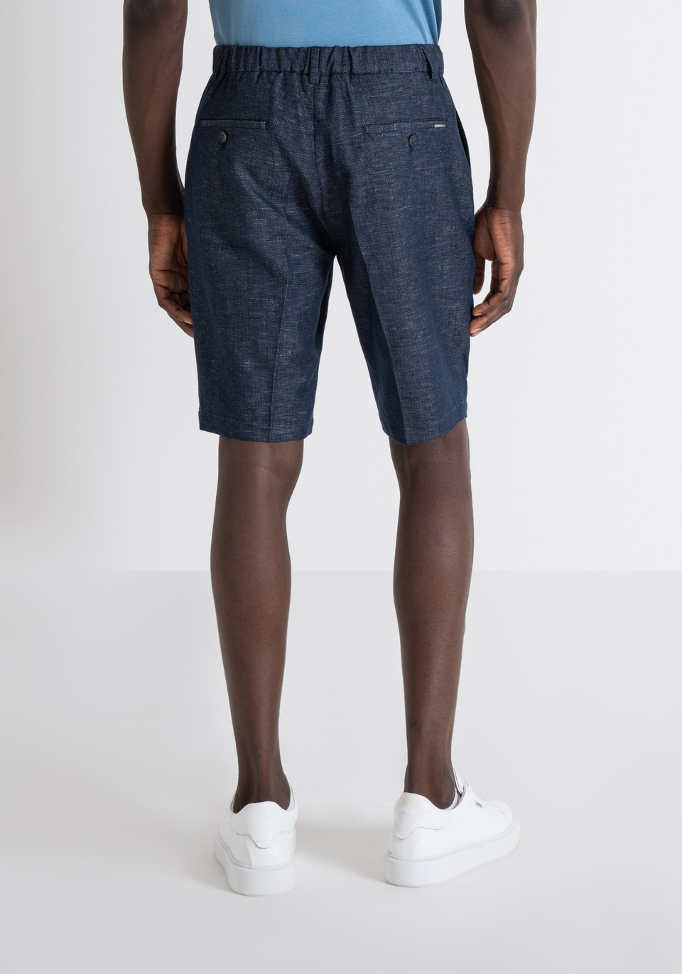 CARROT FIT "GUSTAF" SHORTS IN ARMORED COTTON-LINEN BLEND - Antony Morato Online Shop
