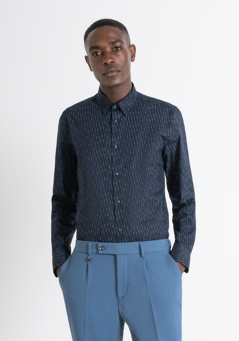 CAMICIA SLIM FIT “NAPOLI” IN COTONE CON FANTASIA ALL-OVER - Antony Morato Online Shop