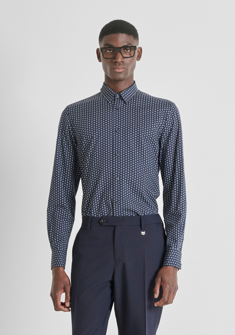 CAMISA SLIM FIT «NAPOLI» MEZCLA DE ALGODÓN EN MEZCLA DE ALGODÓN ESTAMPADO - Antony Morato Online Shop