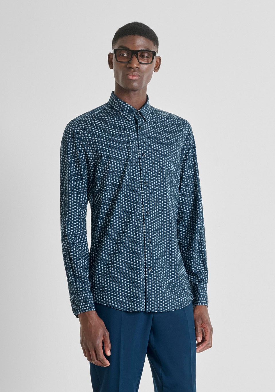 CHEMISE SLIM FIT « NAPOLI » MÉLANGE DE COTON EN MÉLANGE DE COTON IMPRIMÉ - Antony Morato Online Shop