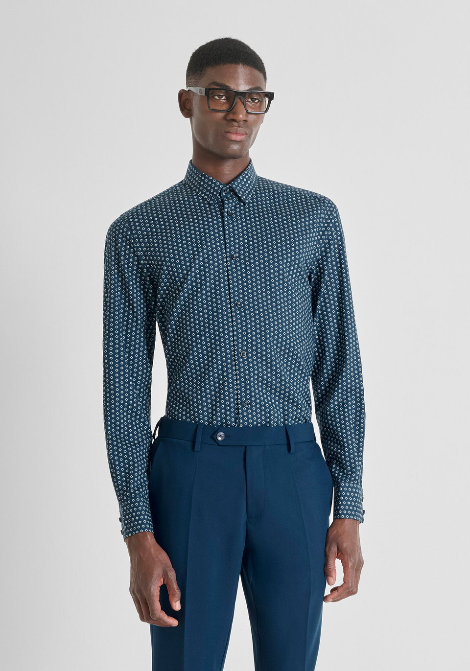 CHEMISE SLIM FIT « NAPOLI » MÉLANGE DE COTON EN MÉLANGE DE COTON IMPRIMÉ - Antony Morato Online Shop