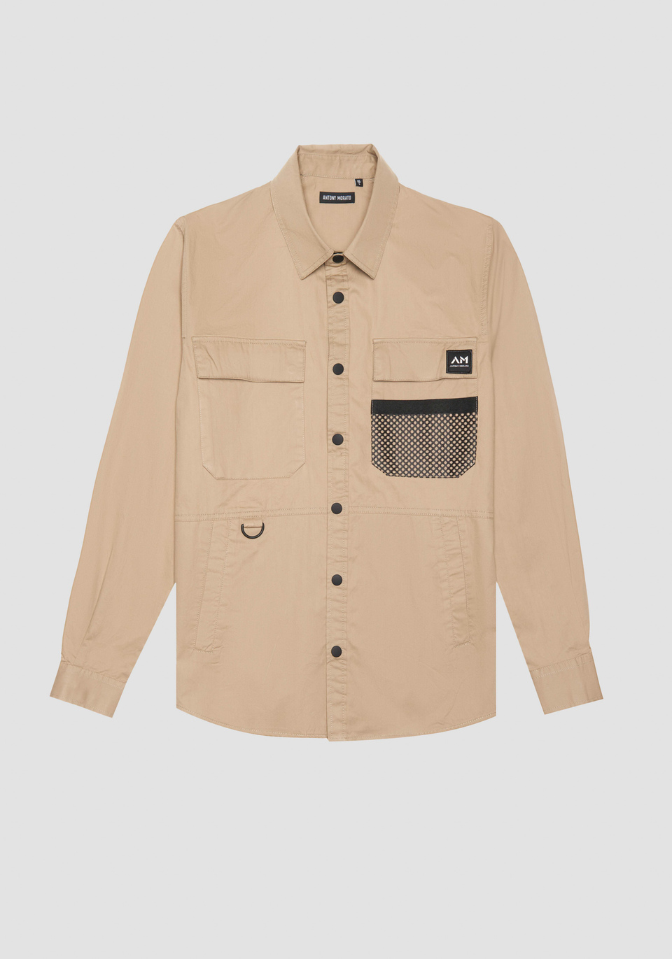 REGULAR FIT COTTON TWILL SHIRT WITH LOGO PATCH - Antony Morato Online Shop
