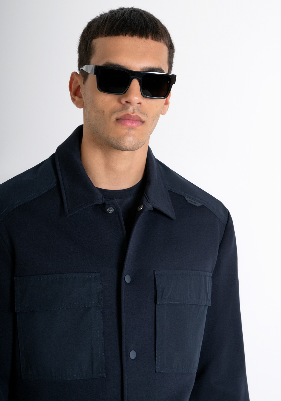 REGULAR FIT SHIRT IN COTTON WITH RUBBERIZED LOGO - Antony Morato Online Shop