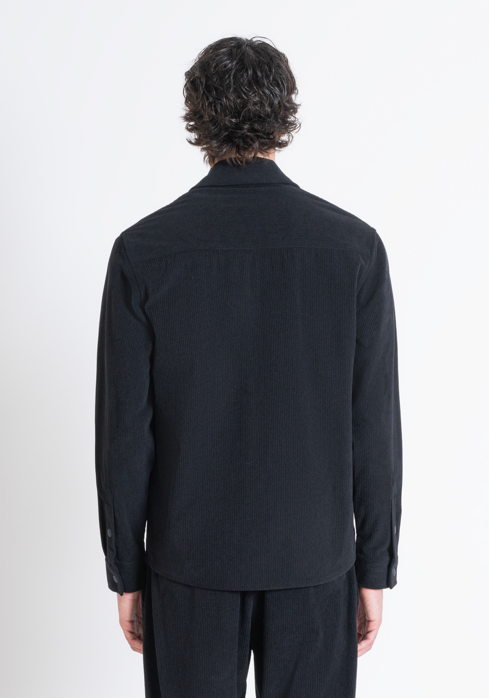 REGULAR FIT STRAIGHT CUT "BERLIN" SHIRT IN BLACK CORDUROY - Antony Morato Online Shop