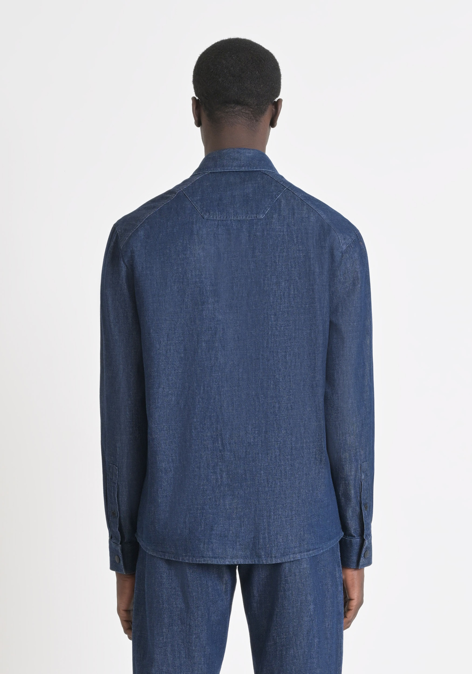REGULAR-FIT DENIM SHIRT WITH LOGO EMBROIDERY AND POCKETS - Antony Morato Online Shop