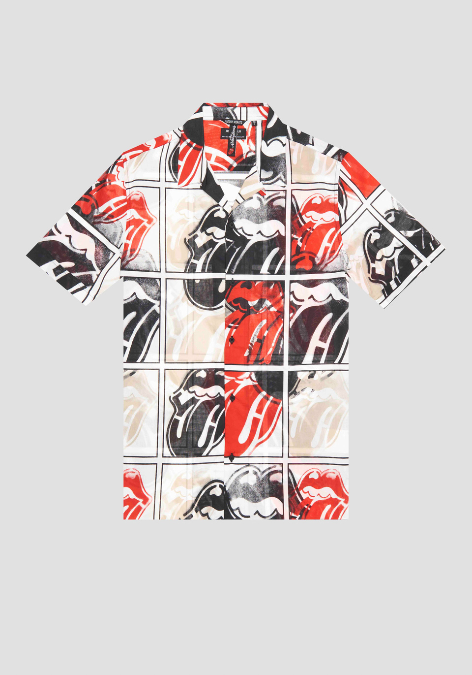 "HONOLULU" REGULAR STRAIGHT FIT SHIRT IN COTTON VISCOSE BLEND FABRIC WITH ROLLING STONES PRINT - Antony Morato Online Shop
