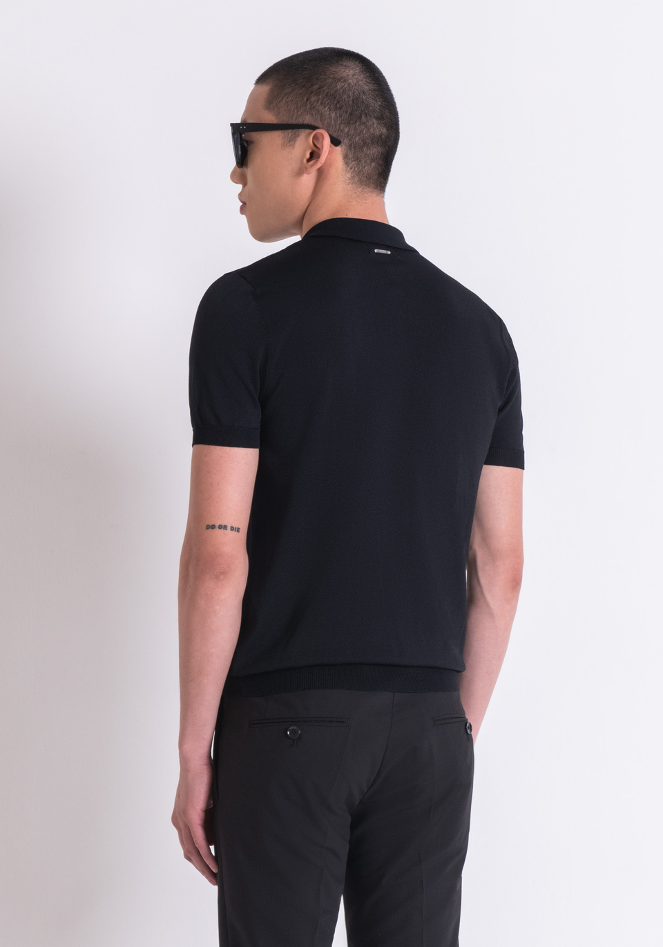 SUPER SLIM FIT POLO SHIRT IN SOFT VISCOSE BLEND YARN WITH ZIP - Antony Morato Online Shop