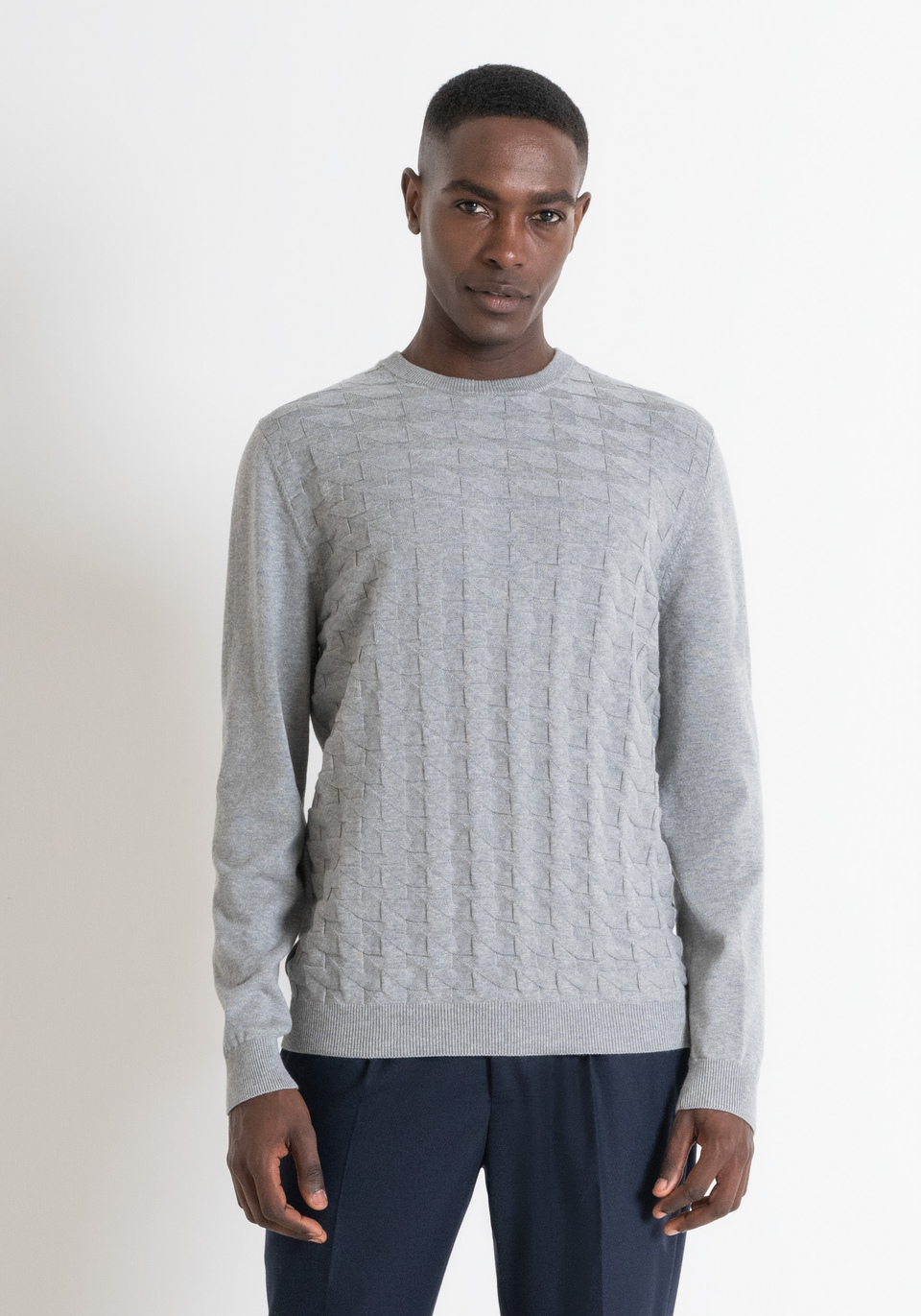 PULLOVER REGULAR FIT AUS WOLLMISCHUNG MIT GEOMETRISCHER VERARBEITUNG - Antony Morato Online Shop