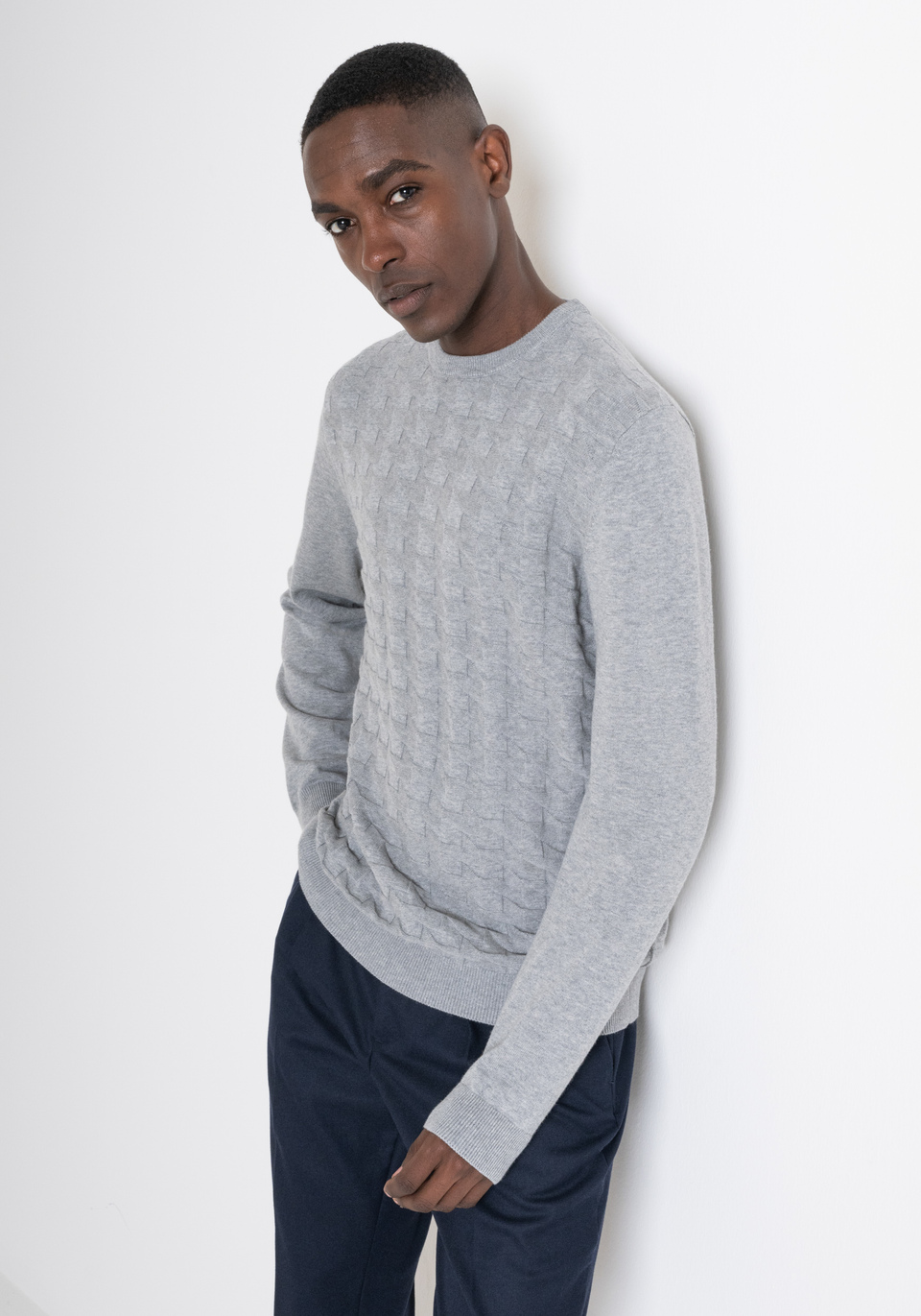 PULLOVER REGULAR FIT AUS WOLLMISCHUNG MIT GEOMETRISCHER VERARBEITUNG - Antony Morato Online Shop