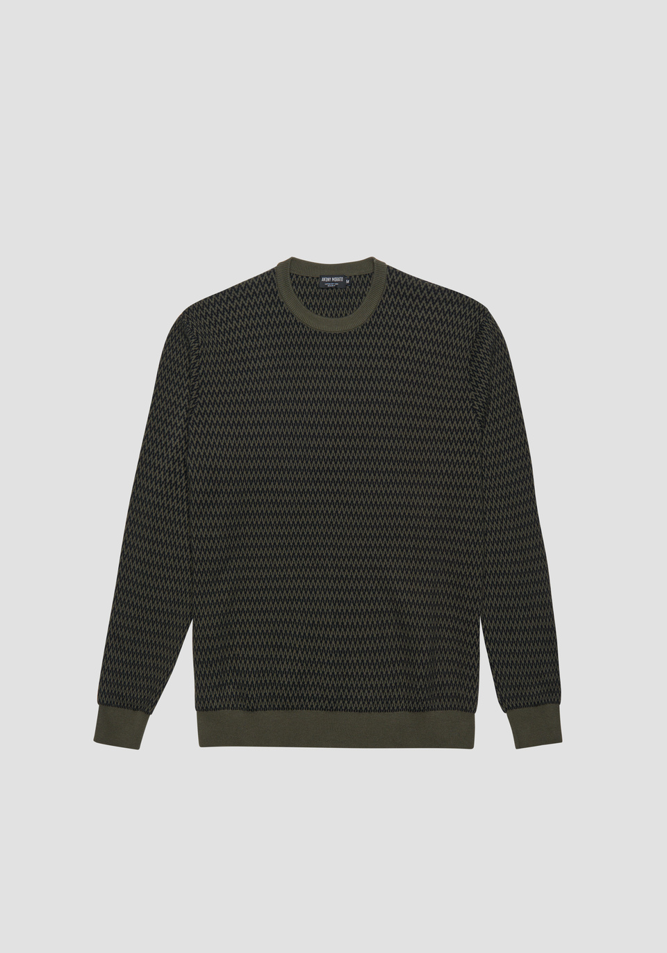 REGULAR FIT CREW-NECK SWEATER IN COTTON WITH STRIPED PATTERN - Antony Morato Online Shop