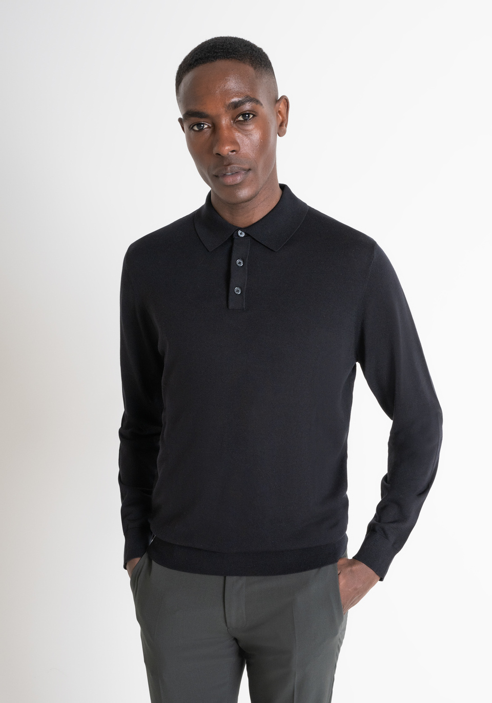 PULL AVEC COL REGULAR FIT EN LAINE MÉLANGÉE - Antony Morato Online Shop