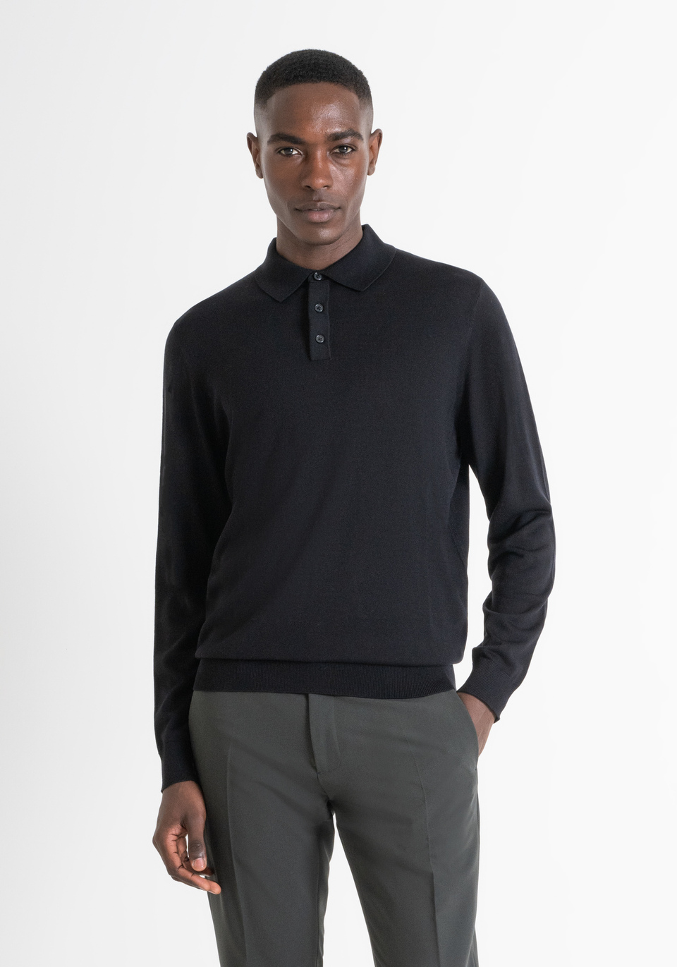 PULL AVEC COL REGULAR FIT EN LAINE MÉLANGÉE - Antony Morato Online Shop