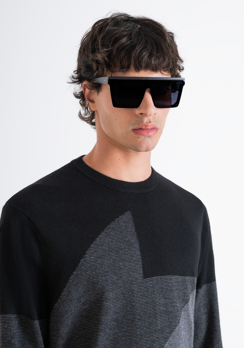 PULL REGULAR FIT EN LAINE MÉRINOS MÉLANGÉE AVEC MOTIF ABSTRAIT - Antony Morato Online Shop