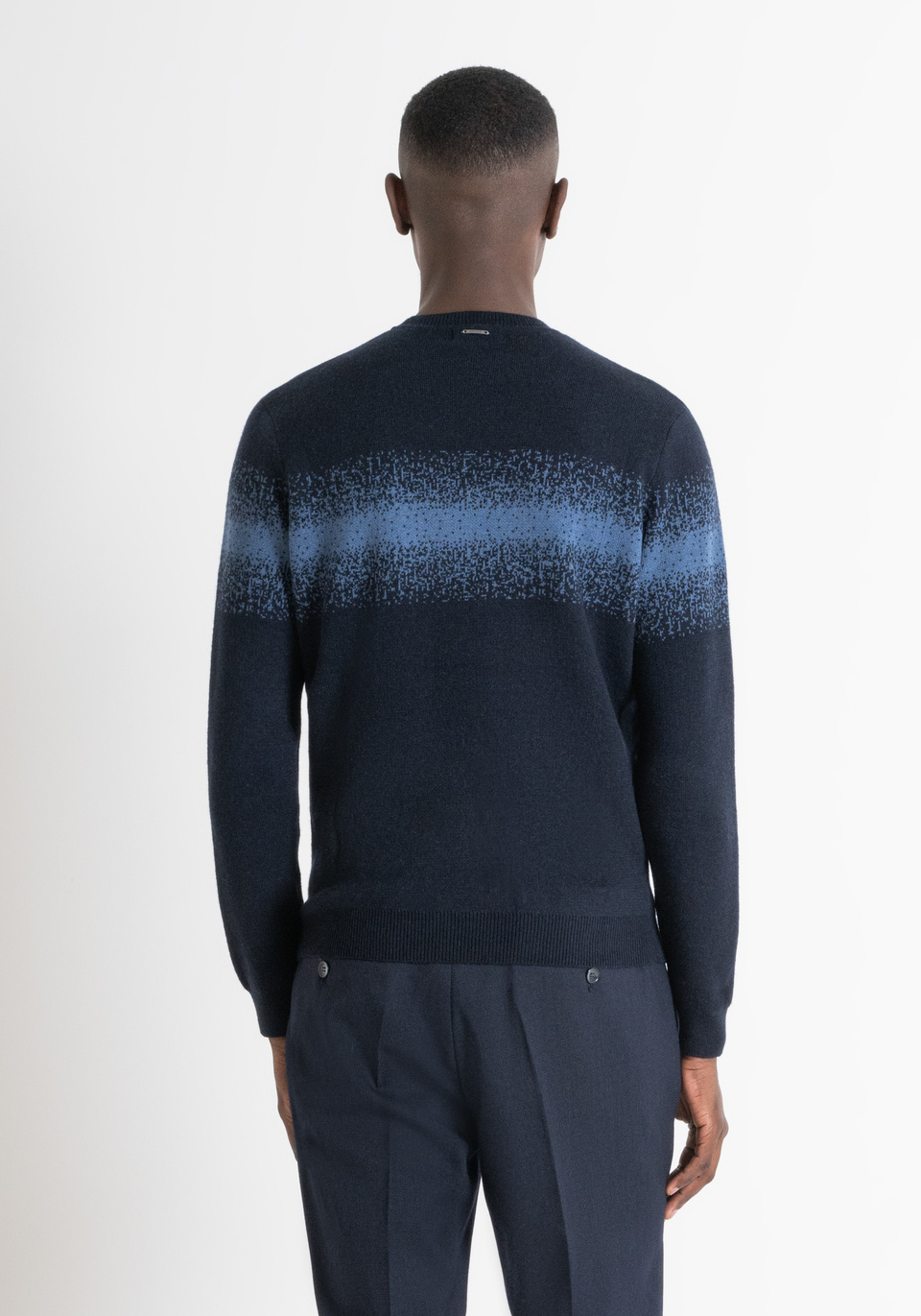 REGULAR FIT SWEATER IN MERINO WOOL BLEND WITH BANDS Antony Morato
