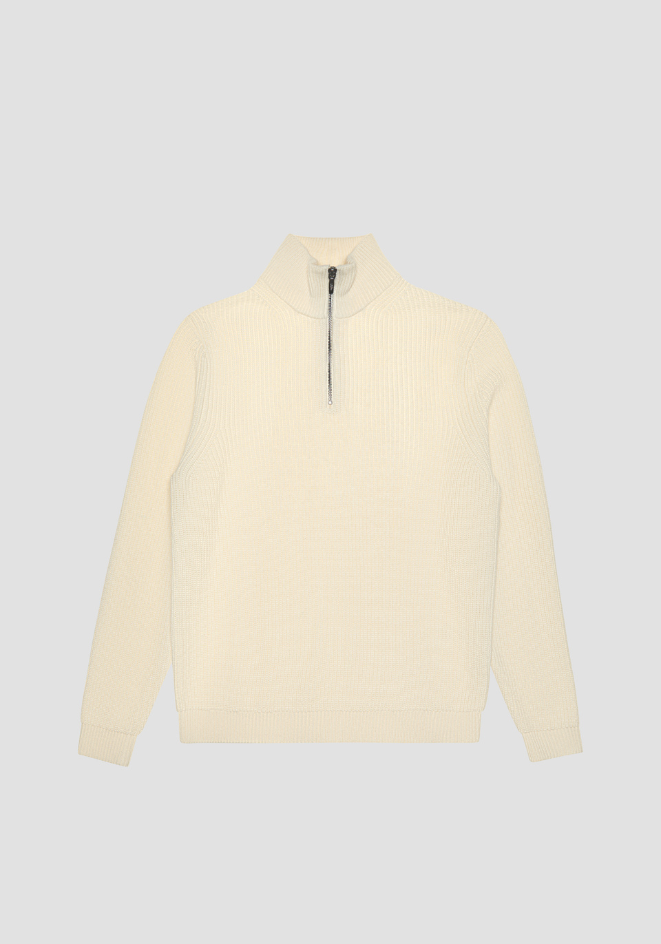 REGULAR FIT LIGHT COLOUR SWEATER WITH ZIP IN MERINO WOOL BLEND - Antony Morato Online Shop