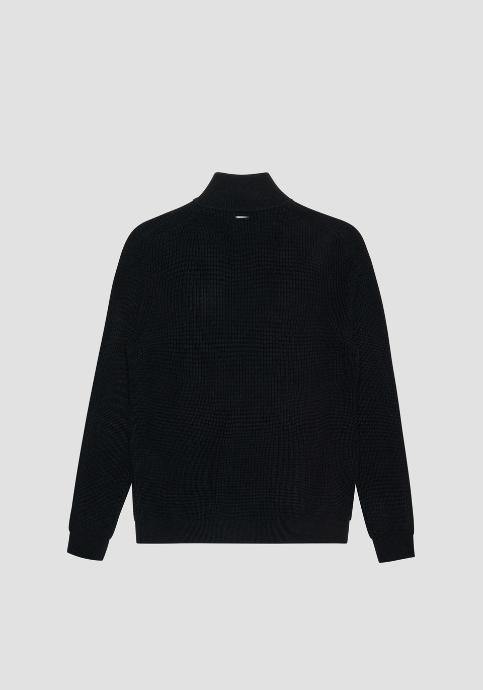 REGULAR FIT BLACK SWEATER WITH ZIP IN MERINO WOOL BLEND - Antony Morato Online Shop