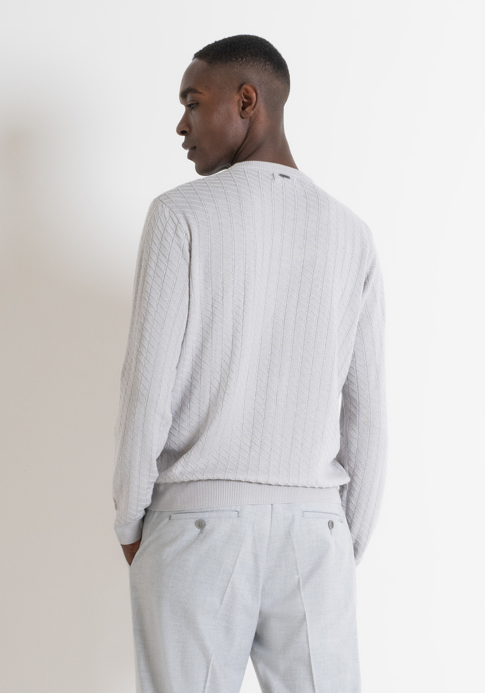 REGULAR FIT WOVEN SWEATER IN LIGHT WOOL BLEND - Antony Morato Online Shop