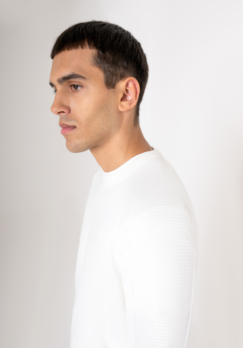 REGULAR FIT WHITE SWEATER IN WOOL BLEND - Antony Morato Online Shop