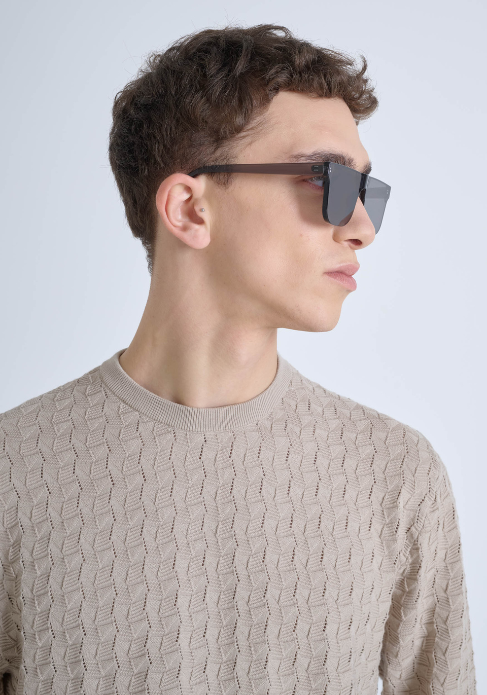 REGULAR-FIT COTTON SWEATER WITH EMBOSSED TEXTURE - Antony Morato Online Shop