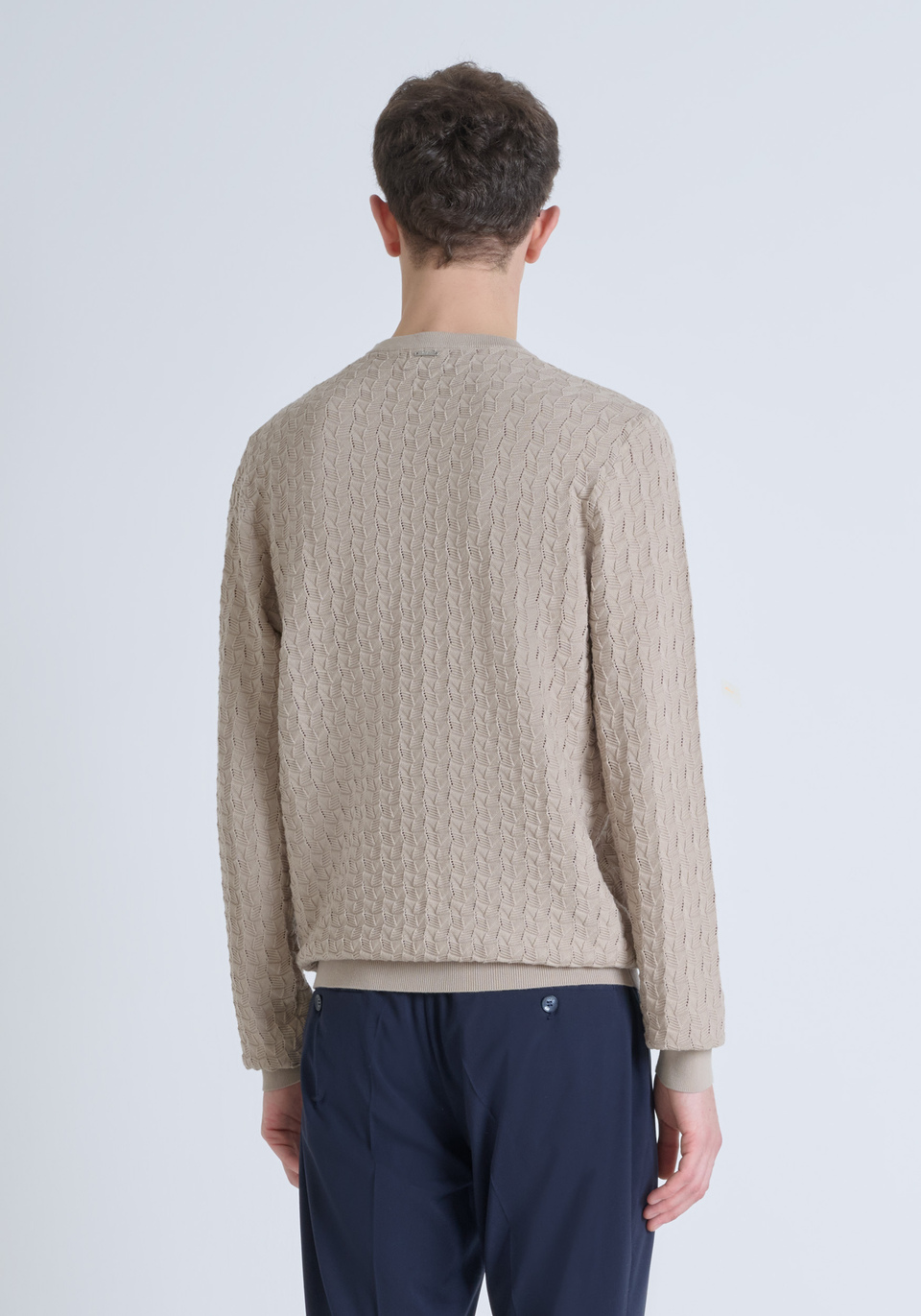 REGULAR-FIT COTTON SWEATER WITH EMBOSSED TEXTURE - Antony Morato Online Shop