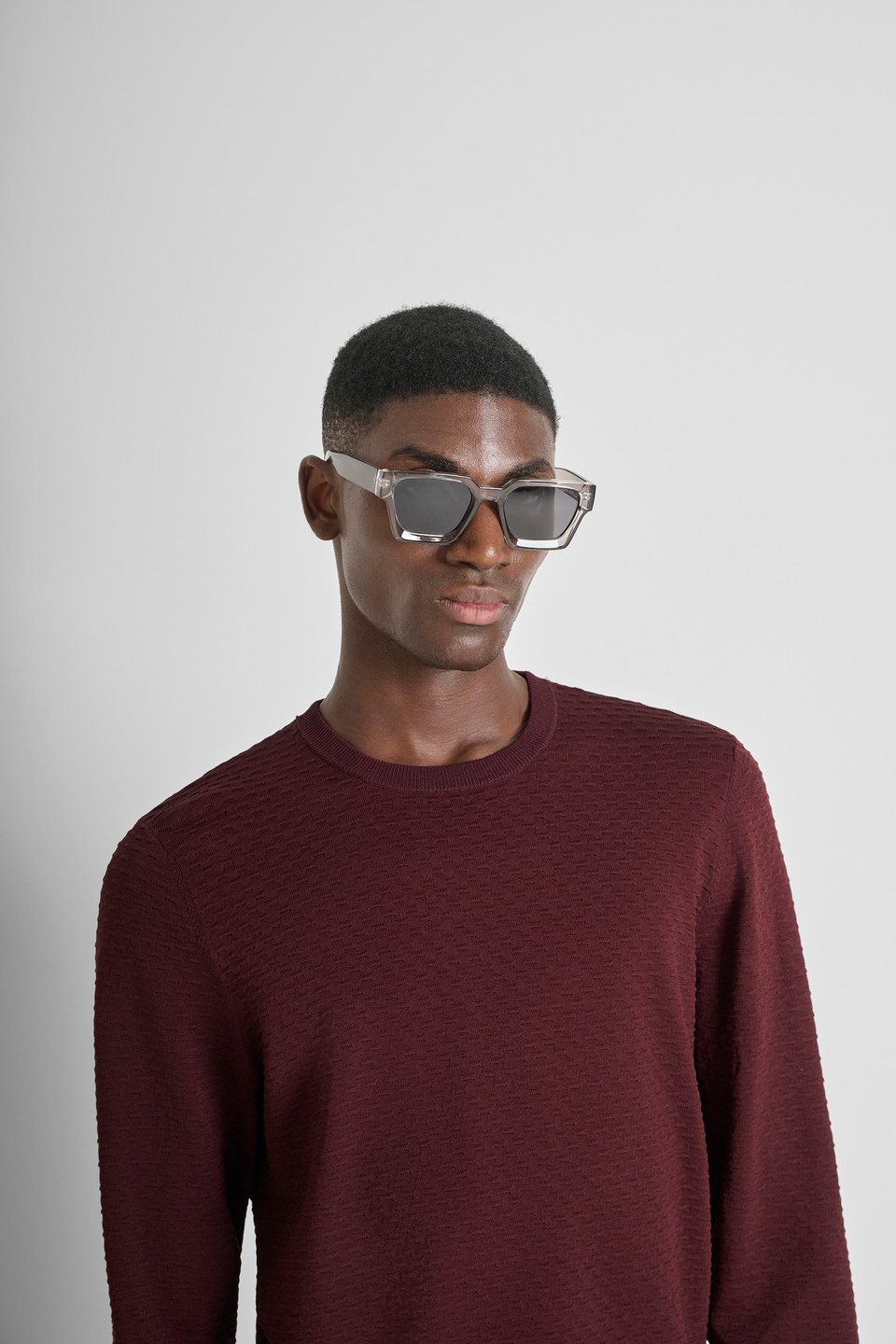 MAGLIA GIROCOLLO SLIM FIT IN MISTO VISCOSA CON MOTIVO JAQUARD - Antony Morato Online Shop