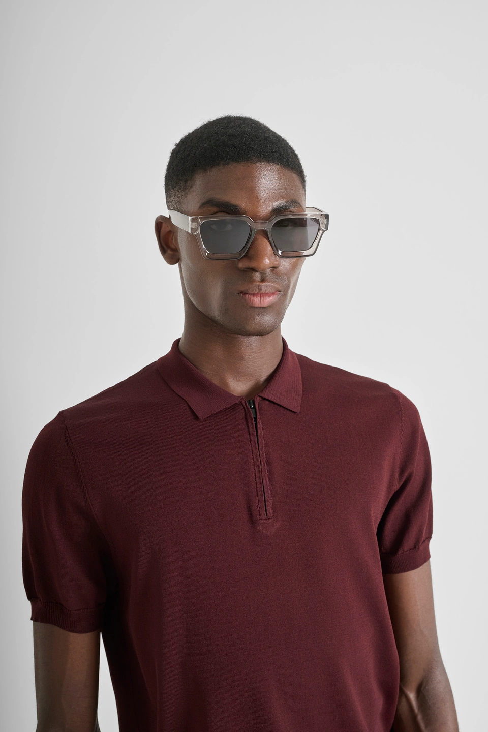 POLO SLIM FIT IN FILATO MISTO VISCOSA CON ZIP - Antony Morato Online Shop