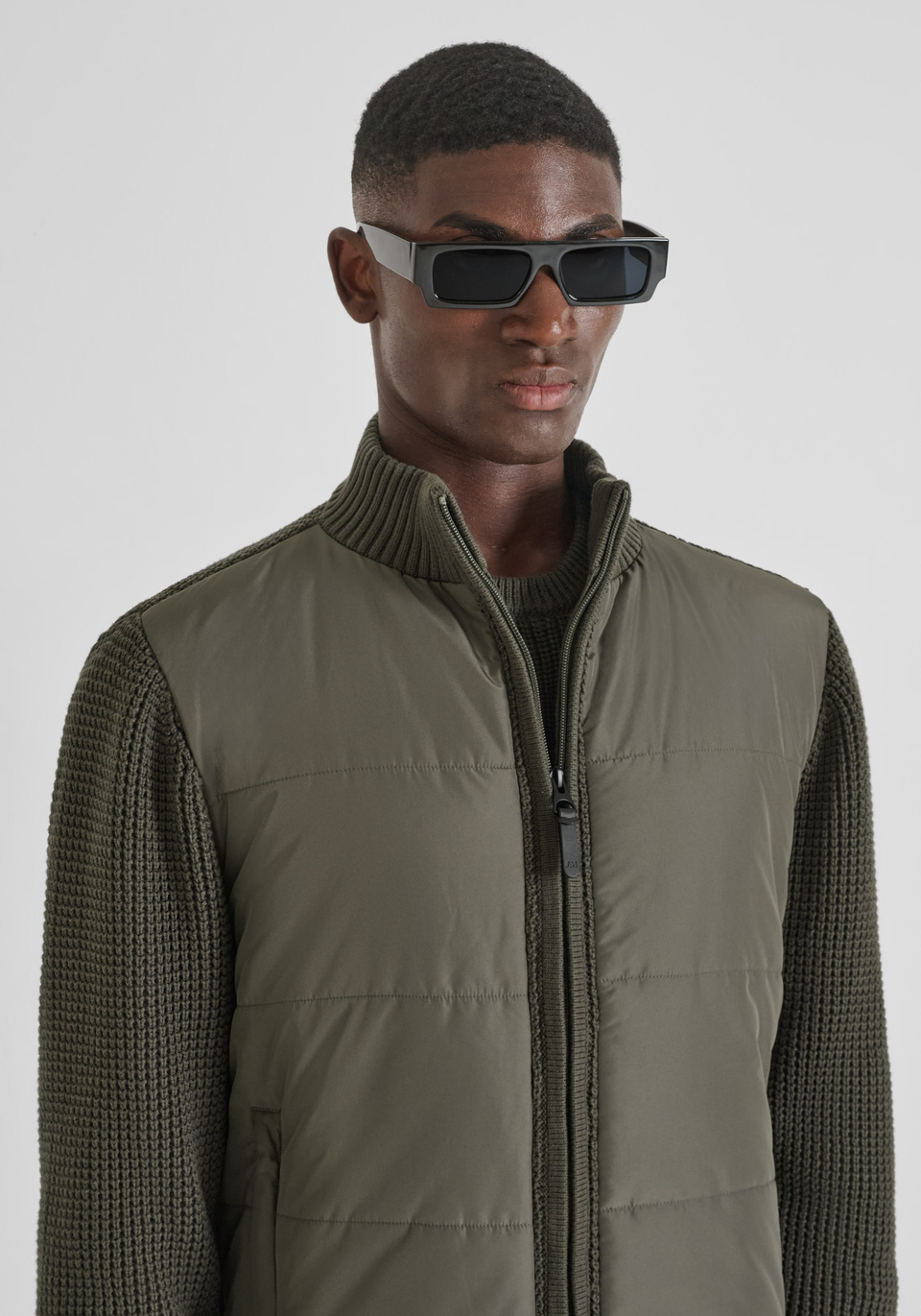 REGULAR FIT SOFT COTTON SWEATER WITH TECHNICAL FABRIC INSERTS - Antony Morato Online Shop