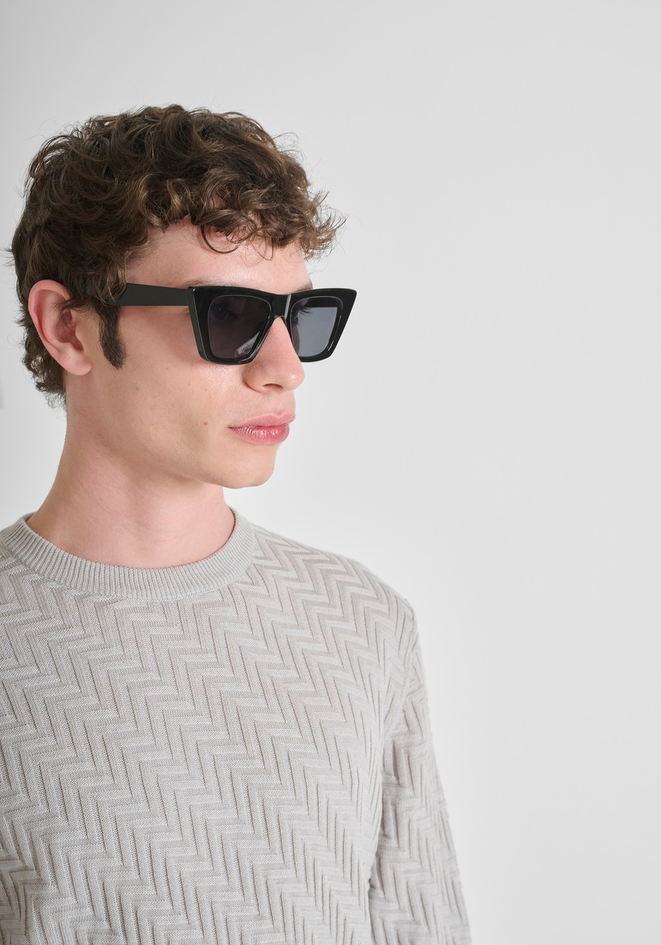 REGULAR FIT SWEATER IN WOOL WITH GEOMETRIC PATTERN - Antony Morato Online Shop
