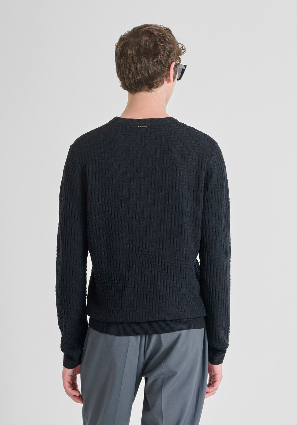 REGULAR FIT SWEATER IN WOOL WITH GEOMETRIC PATTERN - Antony Morato Online Shop
