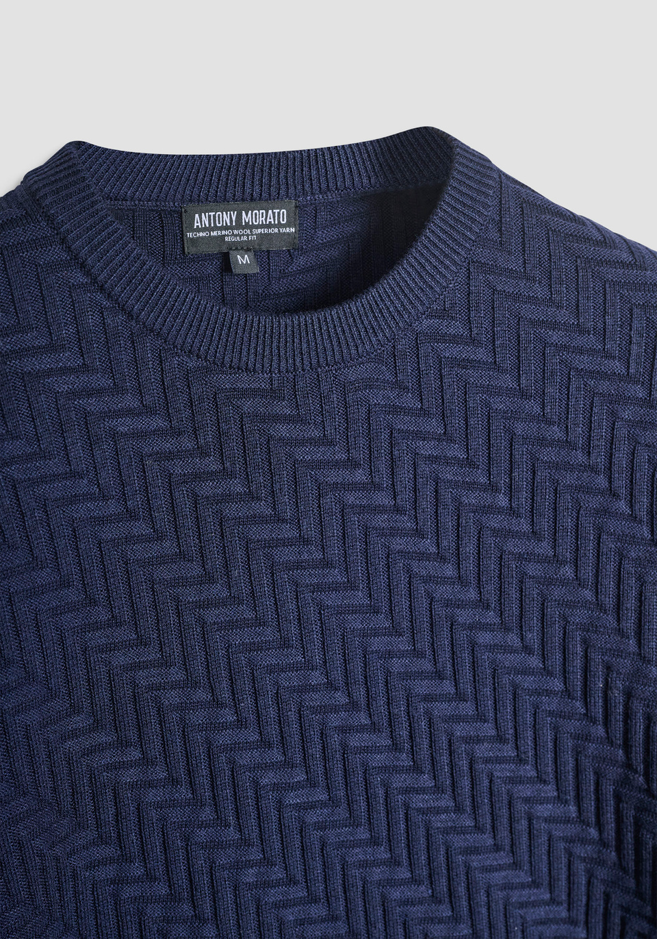REGULAR FIT SWEATER IN WOOL WITH GEOMETRIC PATTERN - Antony Morato Online Shop