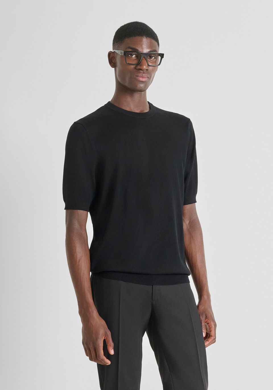 SUÉTER DE MANGA CORTA REGULAR FIT EN MEZCLA DE LANA - Antony Morato Online Shop