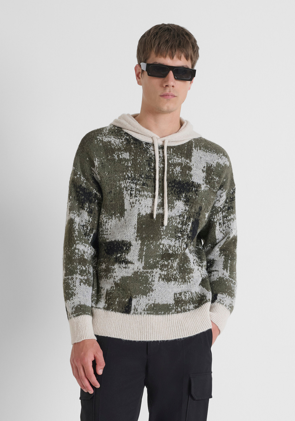 SUDADERA CON CAPUCHA RELAXED FIT EN HILO CÁLIDO - Antony Morato Online Shop