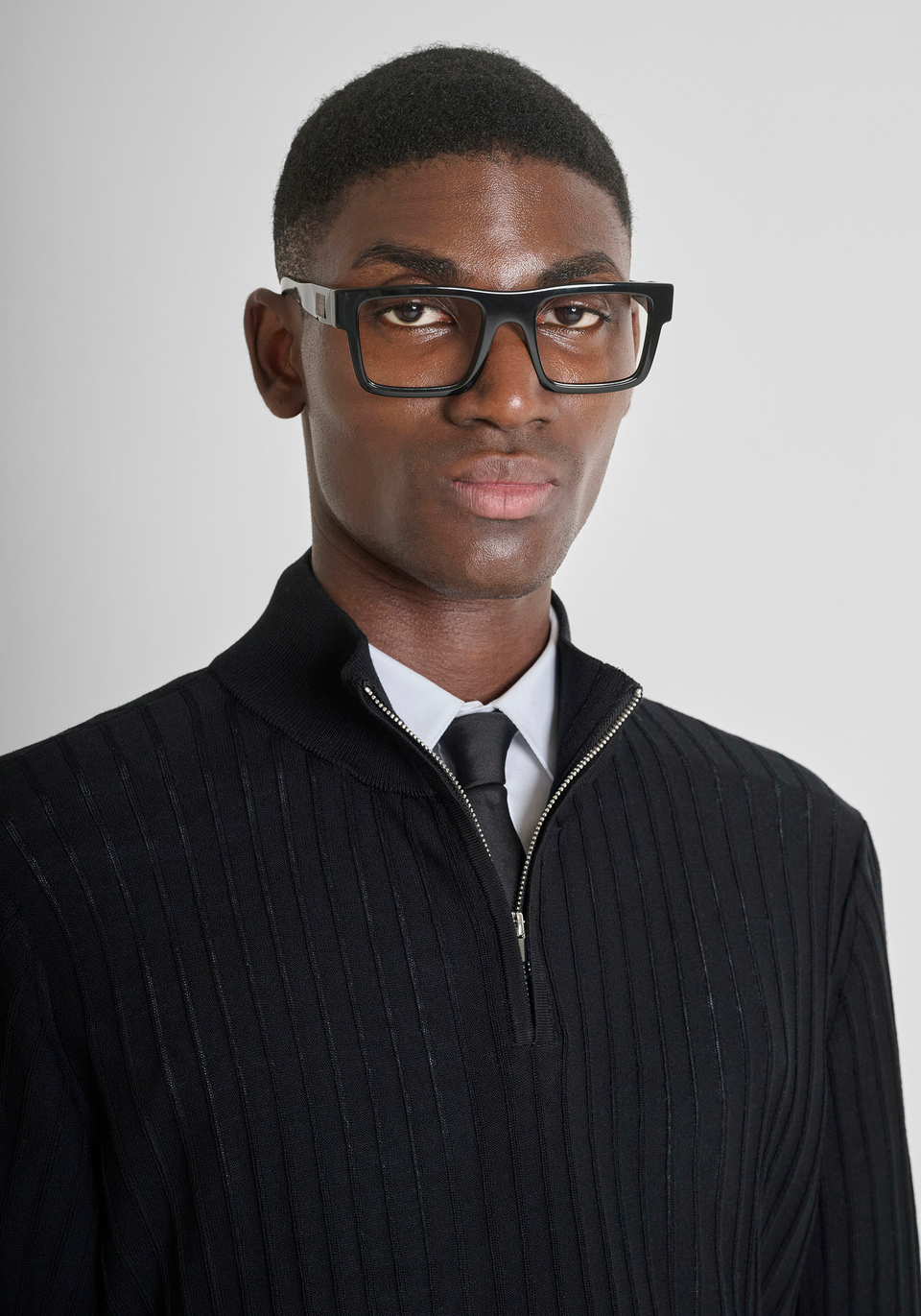 PULL COUPE SLIM EN MÉLANGE DE LAINE AVEC FERMETURE ÉCLAIR - Antony Morato Online Shop