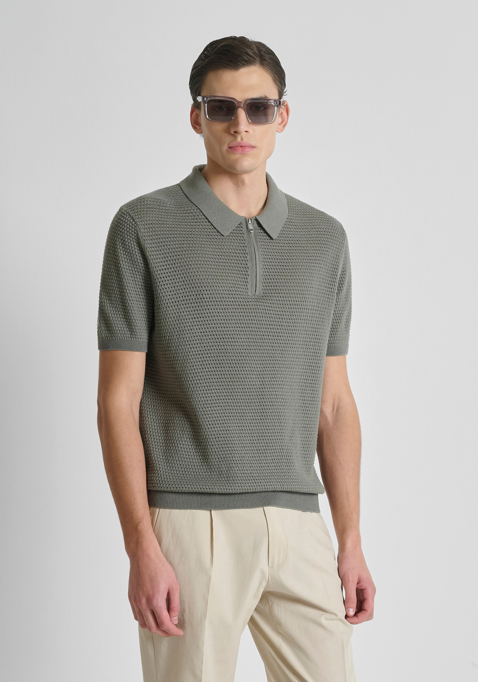 REGULAR-FIT SHORT-SLEEVED POLO SHIRT IN A SOFT COTTON BLEND WITH