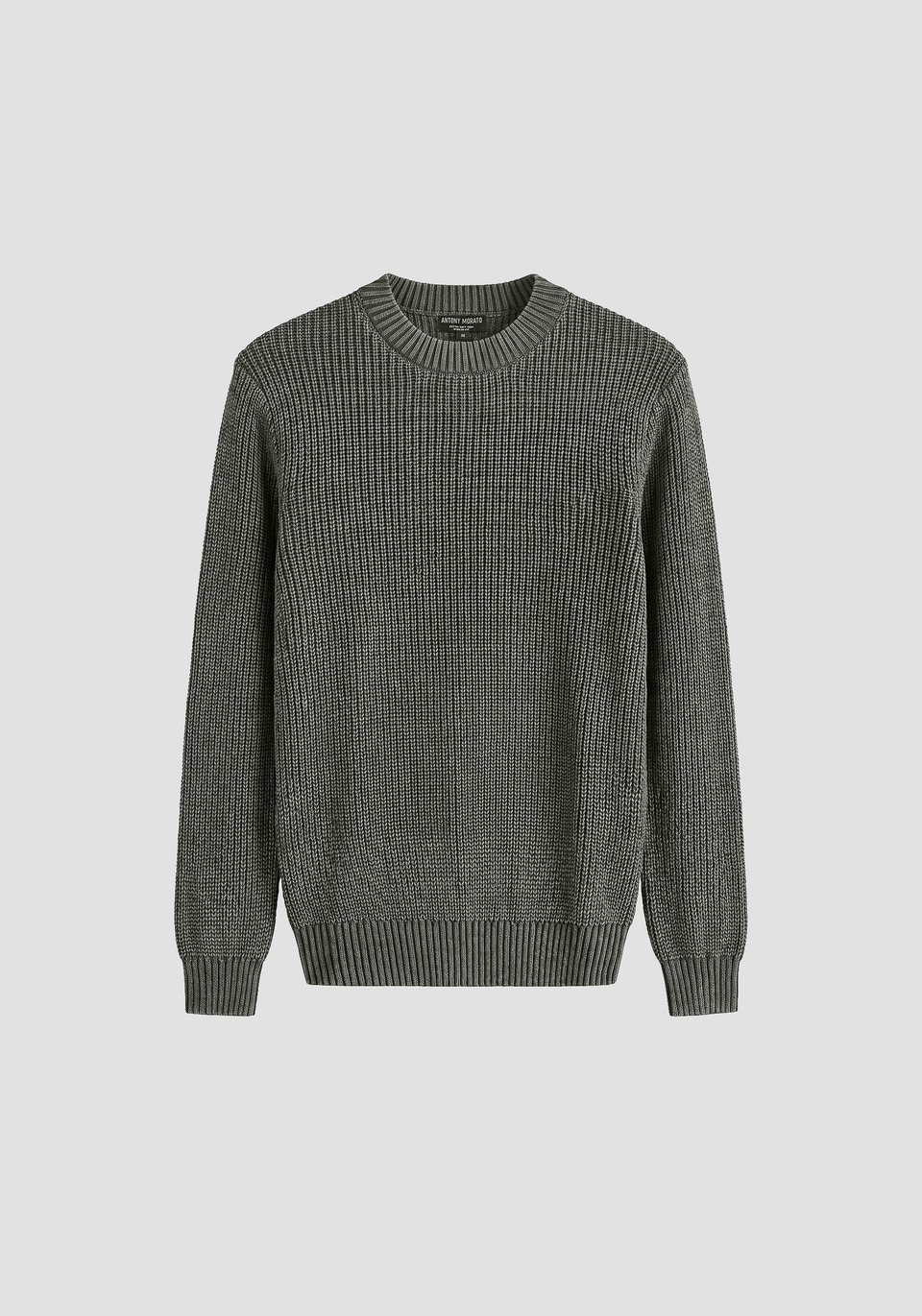 OUAT  KNIT メタニット　SUPER A MARKET Olive green regular-fit crew-neck sweater in garment-dyed cotton