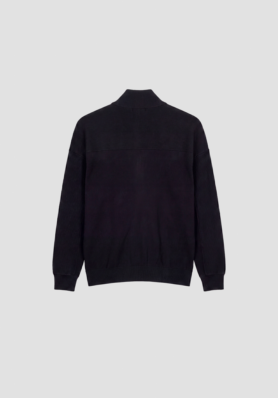 Black relaxed-fit zip turtleneck cardigan in super-soft viscose