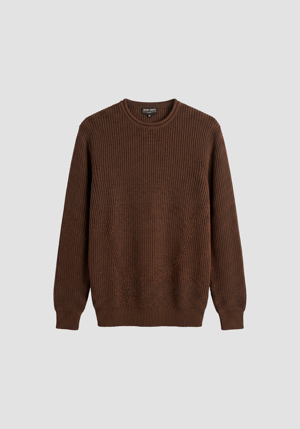 Tobacco relaxed-fit long-sleeve crew-neck sweater in cotton-wool