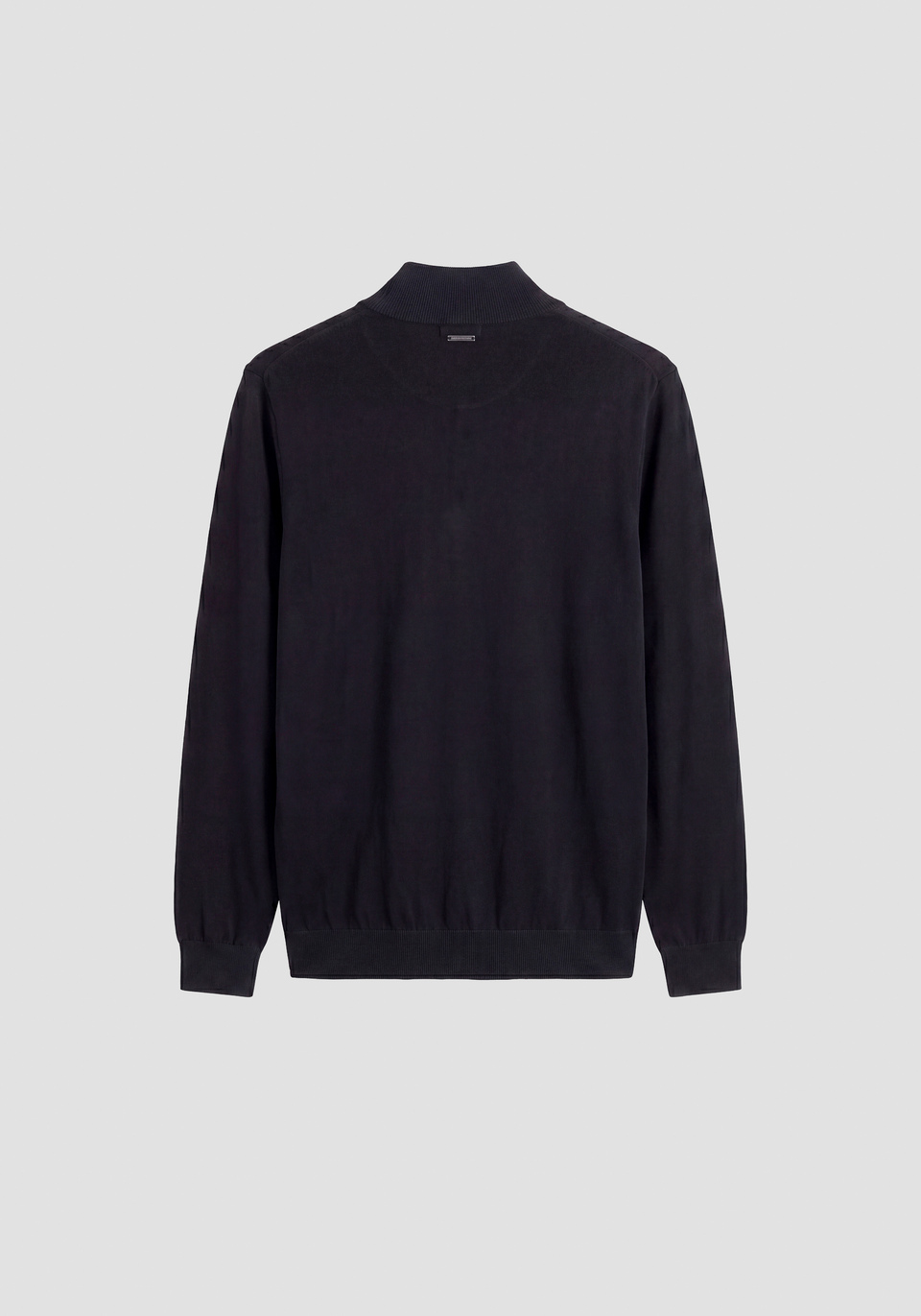 Black regular-fit zip turtleneck sweater in super-soft wool blend