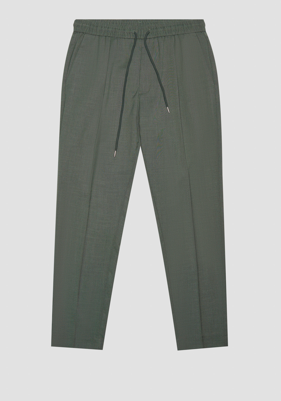 NEIL REGULAR FIT TROUSERS IN SLUB STRETCH VISCOSE BLEND FABRIC WITH  DRAWSTRING