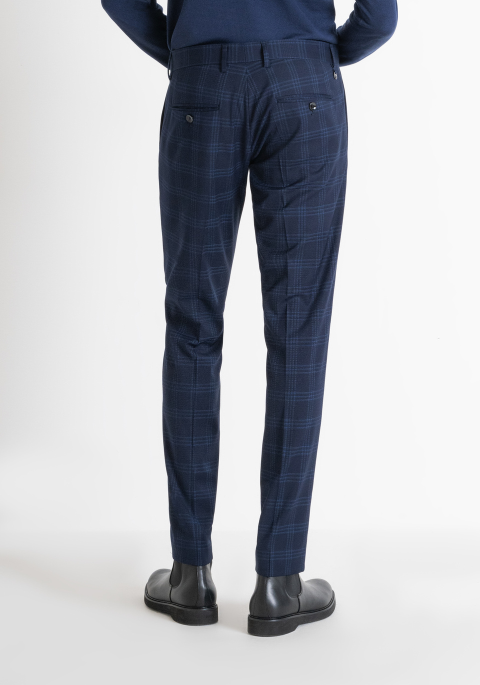 SLIM FIT "BONNIE" TROUSERS WITH CHECK PATTERN - Antony Morato Online Shop
