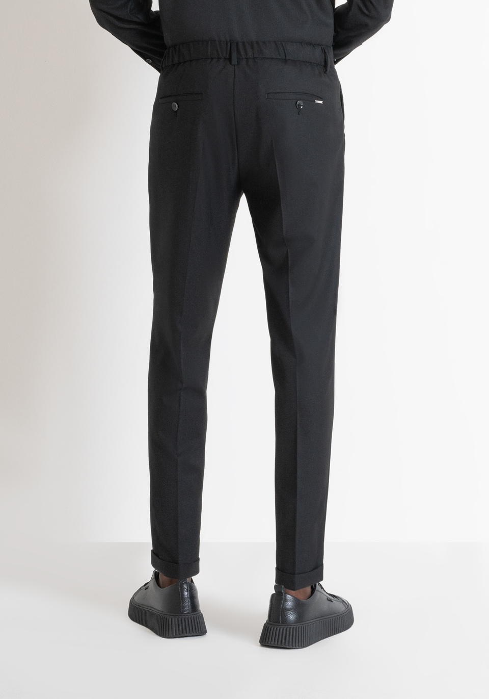 CARROT FIT "GUSTAF" BLACK TROUSERS IN VISCOSE - Antony Morato Online Shop