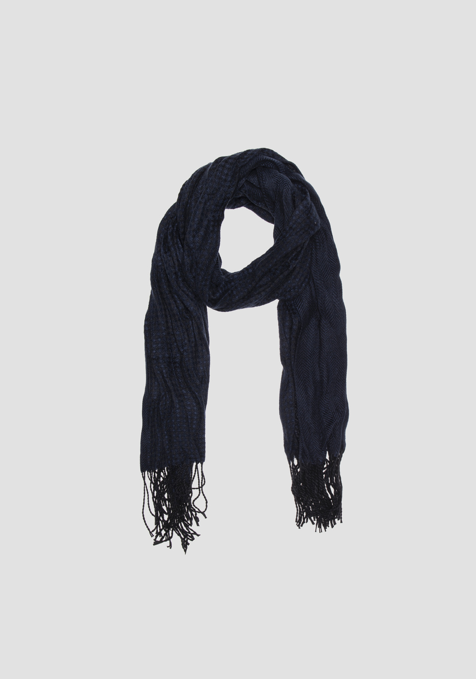 REVERSIBLE JACQUARD SCARF WITH MICRO PATTERN AND HERRINGBONE PATTERN - Antony Morato Online Shop