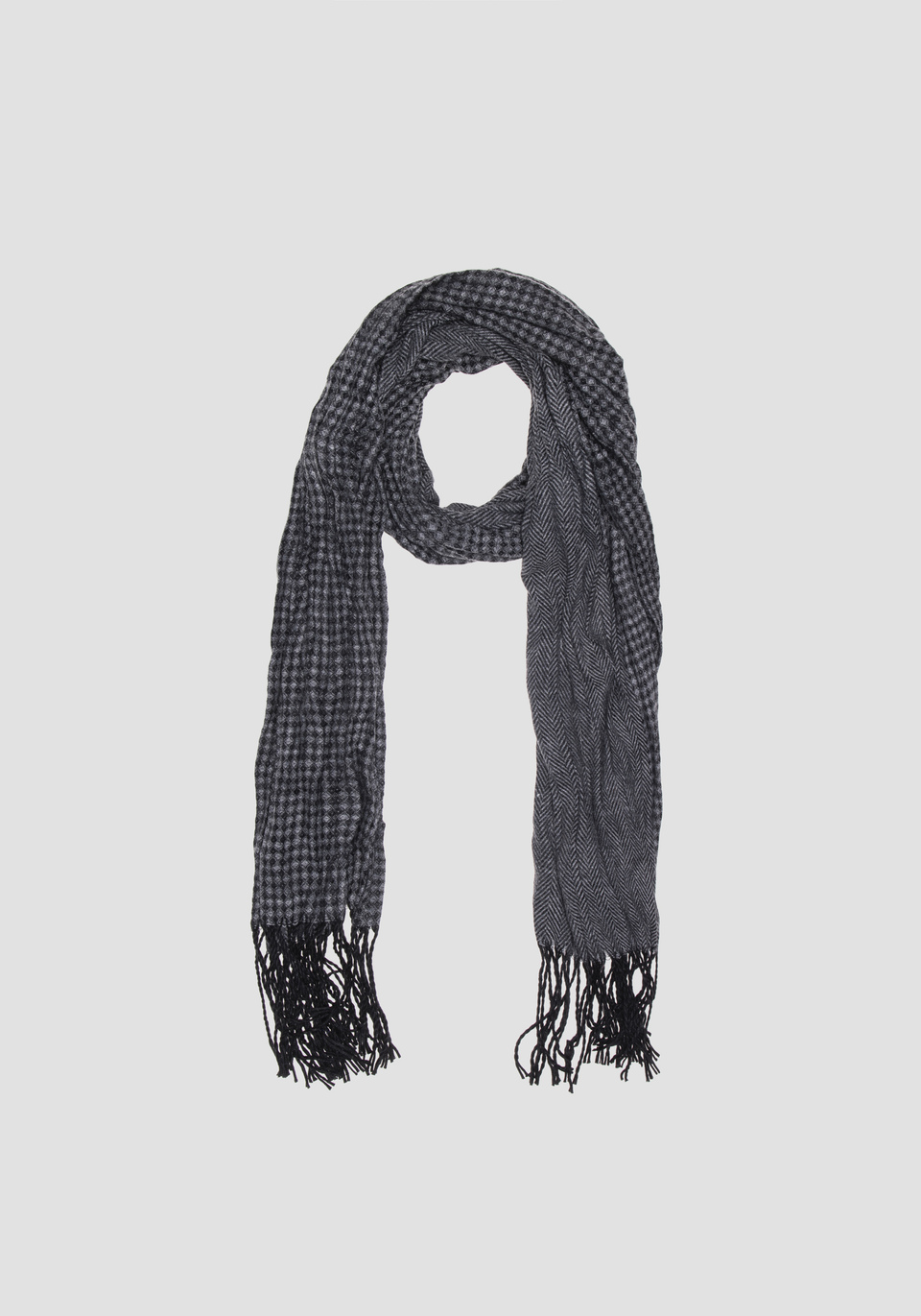REVERSIBLE JACQUARD SCARF WITH MICRO PATTERN AND HERRINGBONE PATTERN - Antony Morato Online Shop