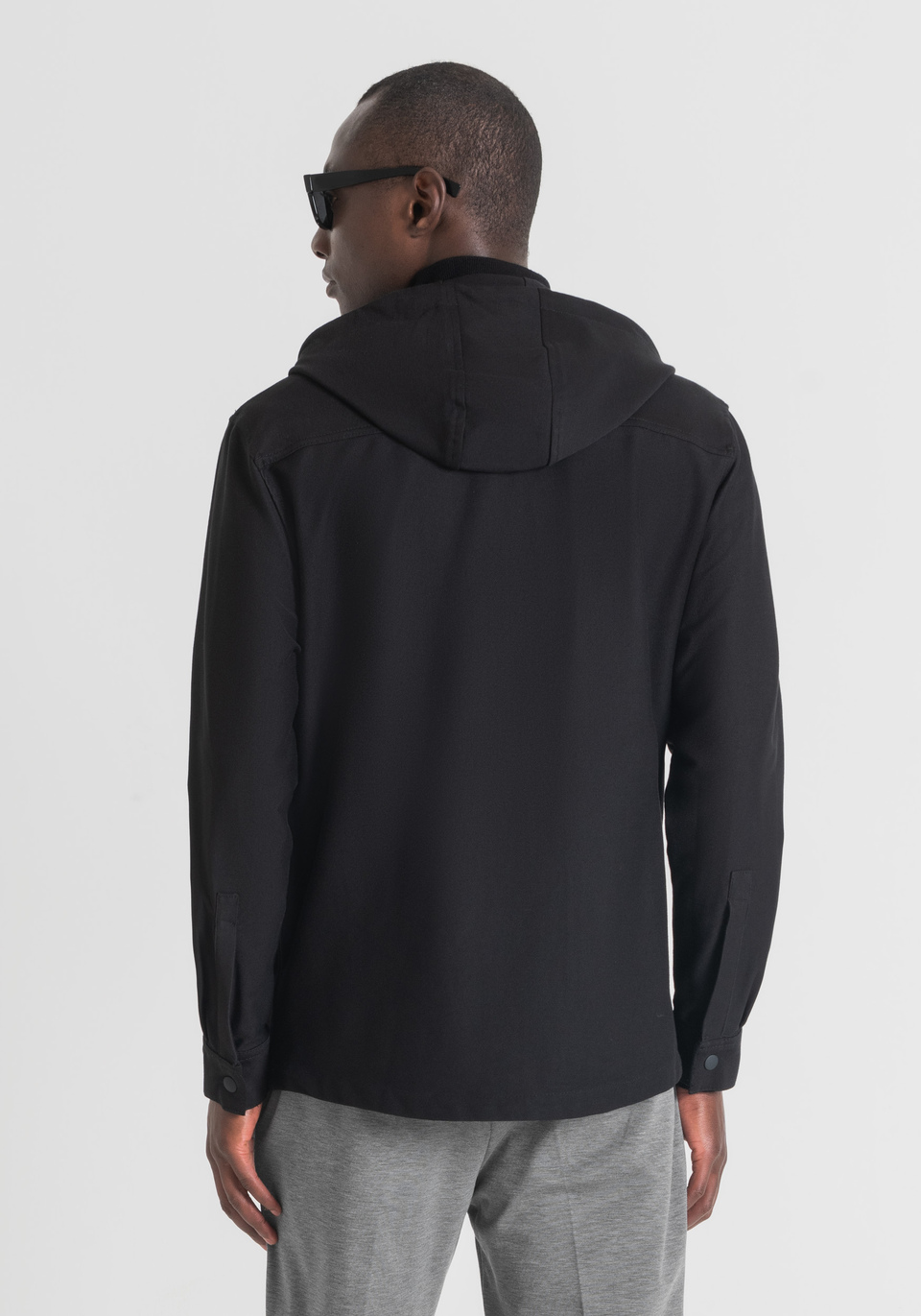 OVERSIZED STRETCH-COTTON SHIRT WITH HOOD AND DRAWSTRING - Antony Morato Online Shop