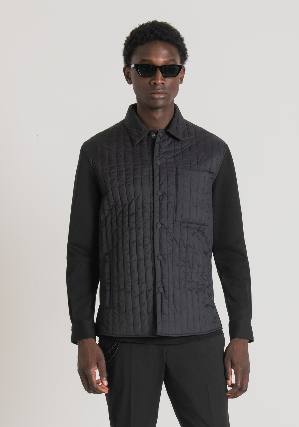 REGULAR FIT SHIRT IN PADDED NYLON AND CONTRASTING FABRIC - Antony Morato Online Shop