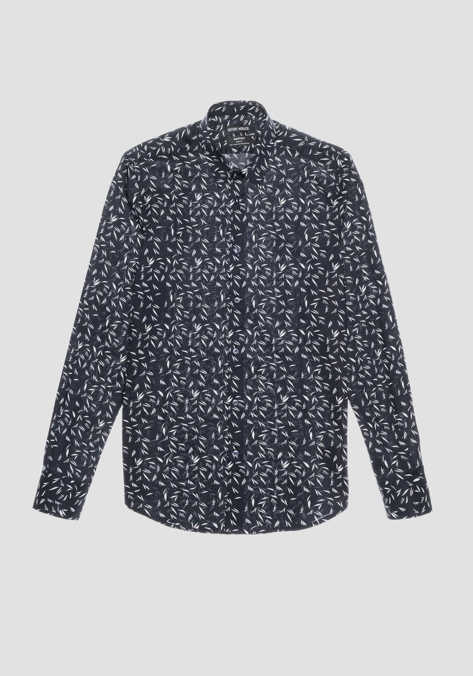 "NAPOLI" SLIM-FIT SHIRT IN SOFT-TOUCH COTTON WITH ALL-OVER LEAF PRINT - Antony Morato Online Shop